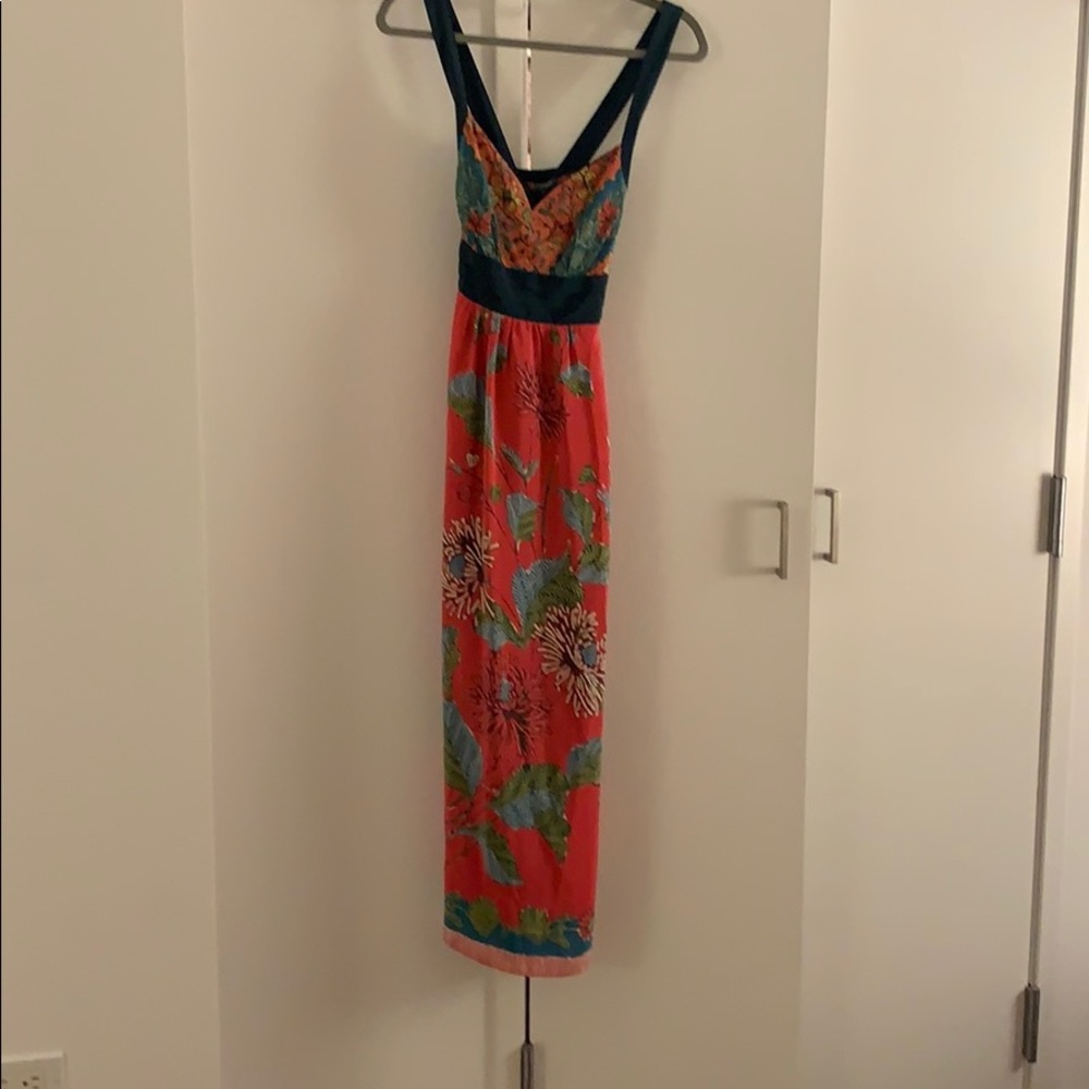 Anthropolgie floral silk maxi dress